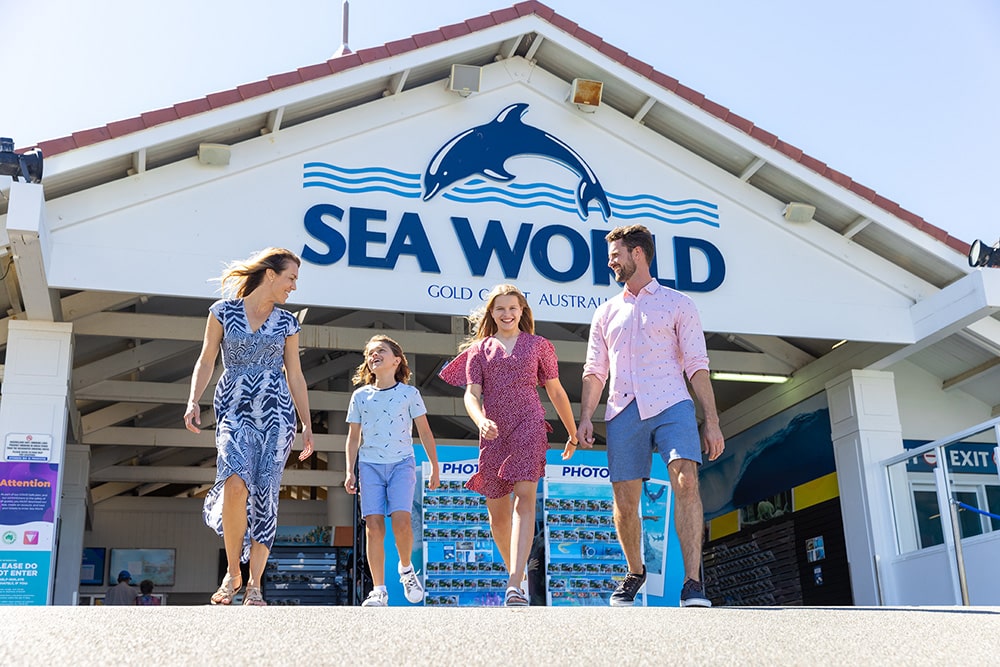 Family leaving Sea World Gold Coast
